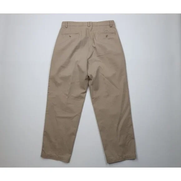 Vintage 90s Ralph Lauren Mens 32x30 Distressed Wide Leg Chino Pants Cotton Beige